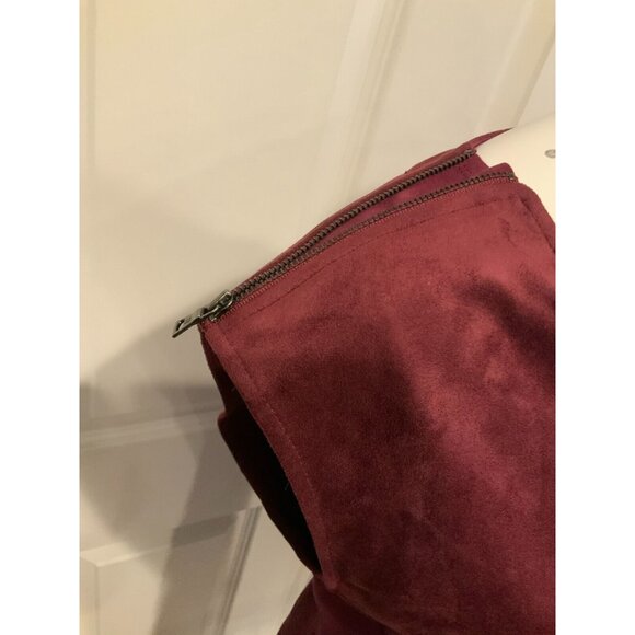 BCBG Max Azria Maroon Faux Suede Karlee Sleeveless Shift Dress, Size Small - Picture 4 of 8